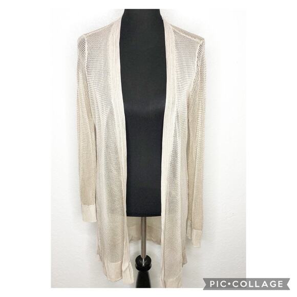 WHBM champagne open front open knit long cardigan size Extra Small XS - Picture 1 of 14